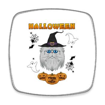 Persian Cat Lover I Happy Halloween - Square fridge magnet - white - Front