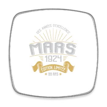 Mars 1924 99 Ans Anniversaire Vintage Idée Cadeau - Magnet carré - blanc - Devant