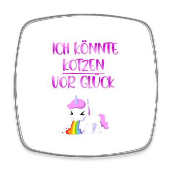 Ich könnte kotzen vor Glück | Einhorn | Süß - Viereckiger Kühlschrankmagnet - Weiß - Vorne