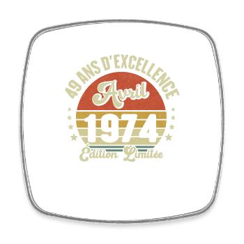 Avril 1974 49 Ans Anniversaire Vintage Idée Cadeau - Magnet carré - blanc - Devant