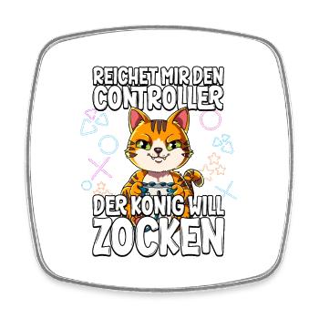 Videospiel Gaming Katze Zocken - Viereckiger Kühlschrankmagnet - Weiß - Vorne