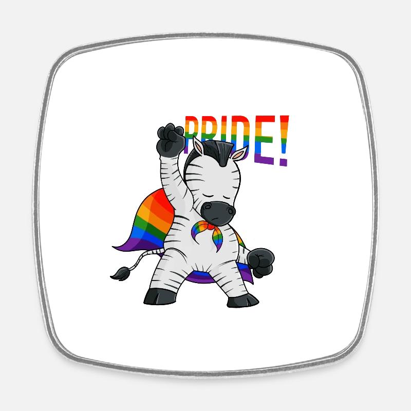 Zebra I LGBTQ Flag I Rainbow Flag I Gay Pride - Square fridge magnet - white