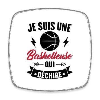 Cadeau humour Je suis une basketteuse qui déchire - Magnet carré - blanc - Devant