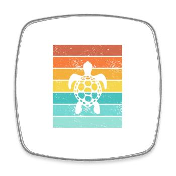 Tortue Rétro Animal Reptile de mer Idée cadeau - Magnet carré - blanc - Devant