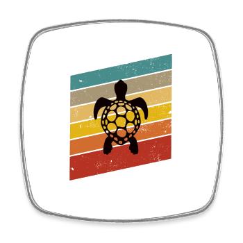 Tortue Rétro Animal Reptile de mer Idée cadeau - Magnet carré - blanc - Devant