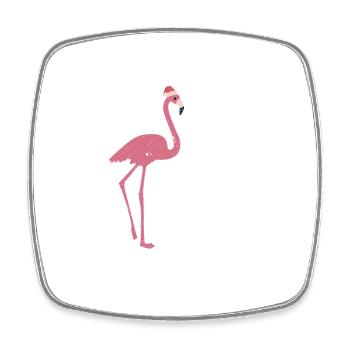 Fa La Mingo Drôle d’amoureux des flamants roses de Noël - Magnet carré - blanc - Devant