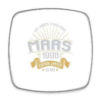 Mars 1998 25 Ans Anniversaire Vintage Idée Cadeau - Magnet carré - blanc - Devant