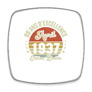 Avril 1937 86 Ans Anniversaire Vintage Idée Cadeau - Magnet carré - blanc - Devant