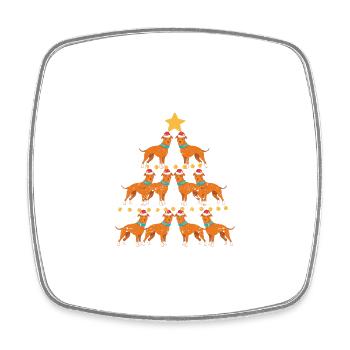 Joyeux Pitmas Pitbull Chien Joyeux Arbre de Noël - Magnet carré - blanc - Devant