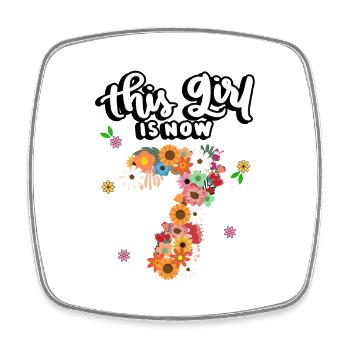 Dieses Mädchen Ist Jetzt 7 Bunte Blumen 7. - Viereckiger Kühlschrankmagnet - Weiß - Vorne