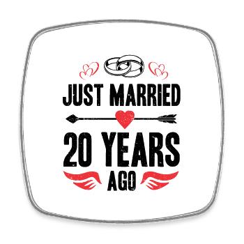 Just Married 20 Years Ago 20th Wedding Anniversary - Viereckiger Kühlschrankmagnet - Weiß - Vorne