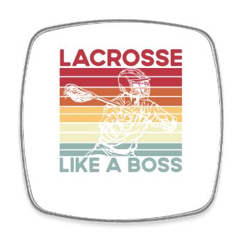 Lacrosse like a Boss - Square fridge magnet - white - Front