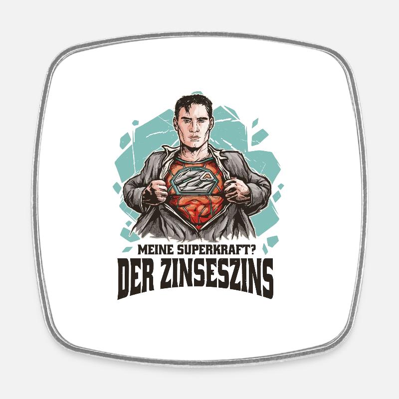 Superhero - Superpower Compound Interest - Mindset - Money - Square fridge magnet - white