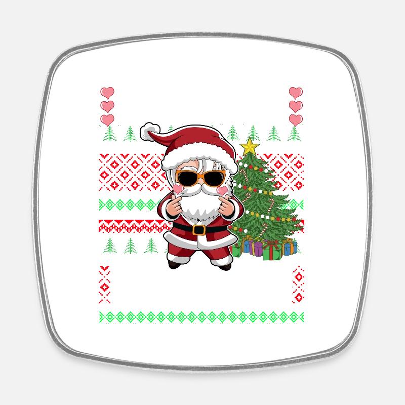 Hässlicher Weihnachtspullover Design K-Pop Weihnachtsmann - Viereckiger Kühlschrankmagnet - Weiß