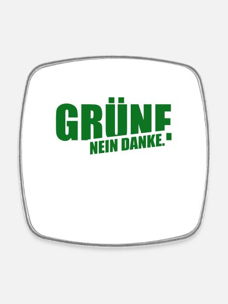 Grüne Nein Danke - Viereckiger Kühlschrankmagnet - Weiß