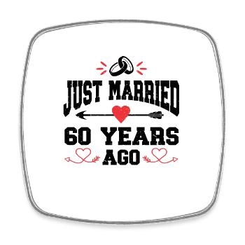 Just Married 60 Years Ago 60th Wedding Anniversary - Viereckiger Kühlschrankmagnet - Weiß - Vorne