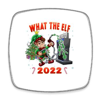 Funny Elf What the Elf 2022 Christmas - Square fridge magnet - white - Front