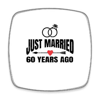 Just Married 60 Years Ago 60th Wedding Anniversary - Viereckiger Kühlschrankmagnet - Weiß - Vorne