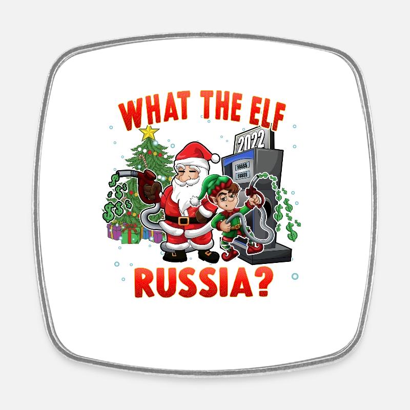 Russie Ce que l’elfe Humour de Noël 2022 - Magnet carré - blanc