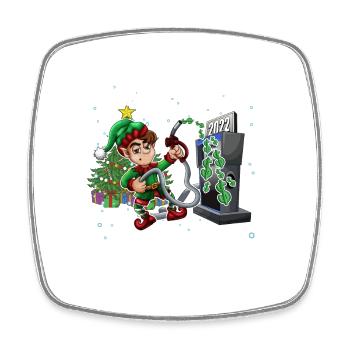 Drôle Elfe Pompant l’essence Noël Drôle - Magnet carré - blanc - Devant