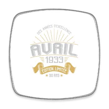 Avril 1933 90 Ans Anniversaire Vintage Idée Cadeau - Magnet carré - blanc - Devant
