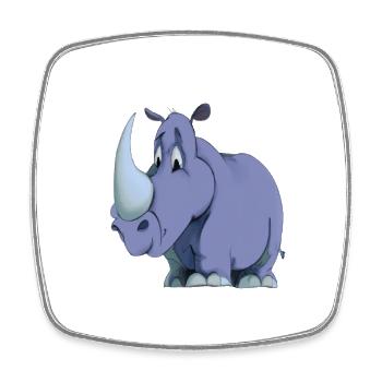 Rhinocéros de dessin animé Kawaii - Magnet carré - blanc - Devant
