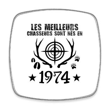 Chasseur | Anniversaire chasseur 1974 cadeau 1974 - Magnet carré - blanc - Devant