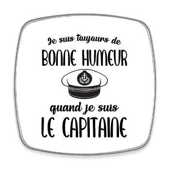 Toujours de bonne humeur quand je navigue homme - Magnet carré - blanc - Devant