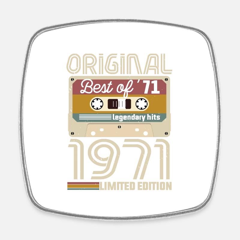 Vintage Birthday Original Gift Idea 1971 - Square fridge magnet - white