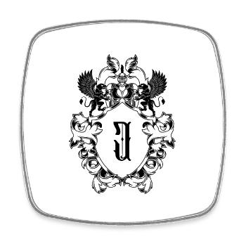 J letter coat of arms - Square fridge magnet - white - Front