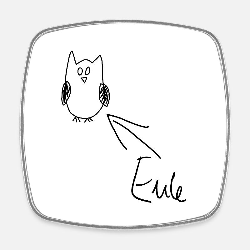 Eule - Viereckiger Kühlschrankmagnet - Weiß