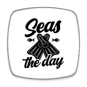Seas The Day Diver Diving Scuba Diver Apnoe Snorke - Viereckiger Kühlschrankmagnet - Weiß - Vorne