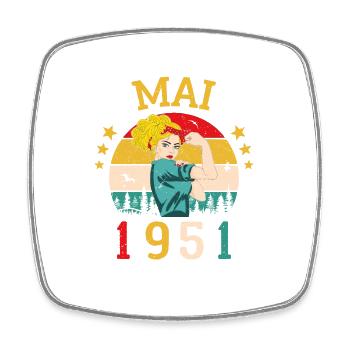 Mai 1951 Anniversaire Vintage Happy Birthday - Magnet carré - blanc - Devant