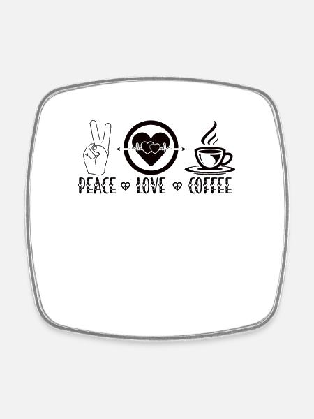 Frieden Liebe Kaffee Kaffeebohnen Herzsymbol - Viereckiger Kühlschrankmagnet - Weiß