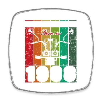 Best Of 80's Born 1988 Classic Motorcycle - Square fridge magnet - white - Front