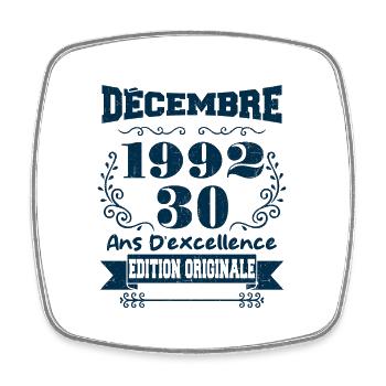 décembre 1992 Edition original | Vintage 1992 - Magnet carré - blanc - Devant