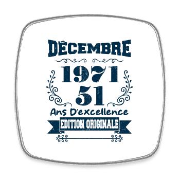 décembre 1971 Edition original | Vintage 1971 - Magnet carré - blanc - Devant