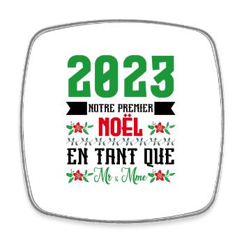 Notre premier Noël en tant que M. et Mme 2023 - Magnet carré - blanc - Devant