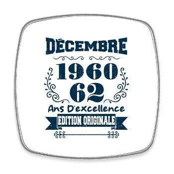 décembre 1960 Edition original | Vintage 1960 - Magnet carré - blanc - Devant