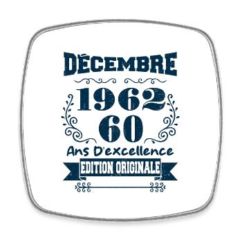 décembre 1962 Edition original | Vintage 1962 - Magnet carré - blanc - Devant