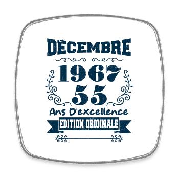 décembre 1967 Edition original | Vintage 1967 - Magnet carré - blanc - Devant