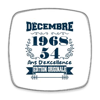 décembre 1968 Edition original | Vintage 1968 - Magnet carré - blanc - Devant