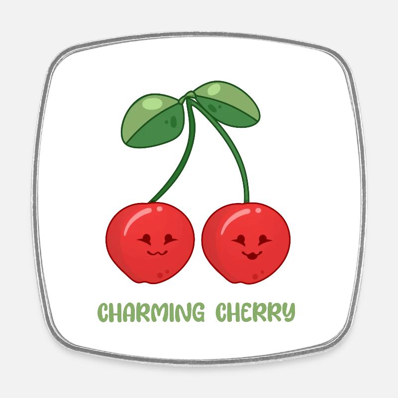 Enchanting cherry - Square fridge magnet - white