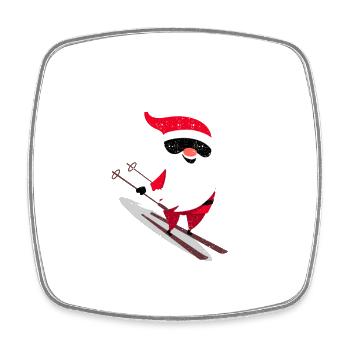 Skifahren Weihnachtsmann Weihnachten Wintersport - Viereckiger Kühlschrankmagnet - Weiß - Vorne