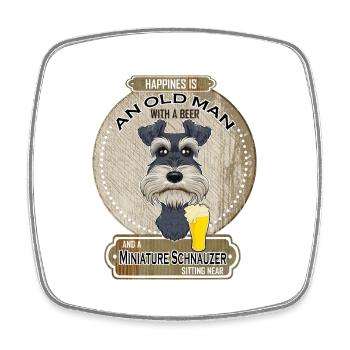 Miniature Schnauzer Dad Beer Lover - Viereckiger Kühlschrankmagnet - Weiß - Vorne