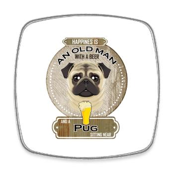Pug Dad Beer Lover - Viereckiger Kühlschrankmagnet - Weiß - Vorne
