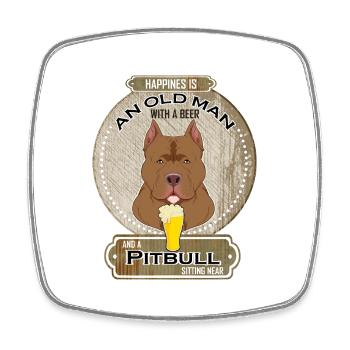 Pitbull Dad Beer Lover - Viereckiger Kühlschrankmagnet - Weiß - Vorne
