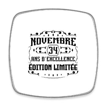 Novembre 34 Ans - idée cadeau d'Anniversaire - Magnet carré - blanc - Devant