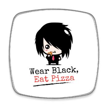 Tragen Sie Black Eat Pizza | Jungen Emo Kleidung | Emocoree - Viereckiger Kühlschrankmagnet - Weiß - Vorne