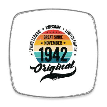 Retro 80 Years November 1942 Birthday Vintage - Viereckiger Kühlschrankmagnet - Weiß - Vorne